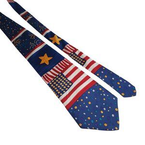 Save The Children Patriotic Neck Tie With Stars Stripes Design Cherie Vintage